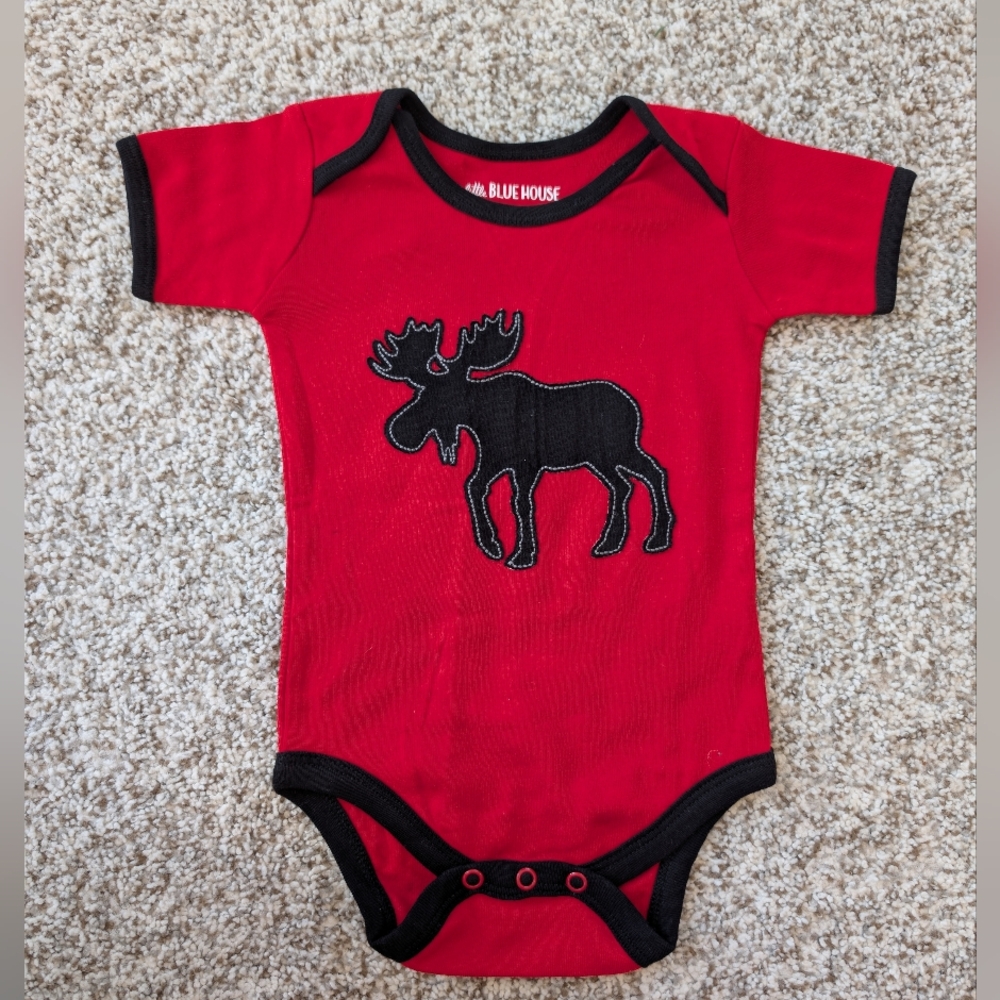 Boys 6-12 M Little Blue House Bodysuit Onesie T Shirt  Red Black
